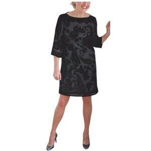 Morgan McFeeters velvet embroidered black shift dress size 14